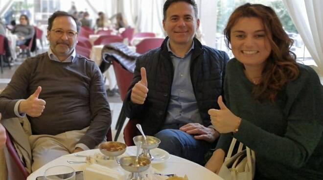 Francesco Persiani coi sindaci di Pisa, Michele Conti, e quello di Cascina Susanna Ceccardi nell'incontro svoltosi la scorsa settimana