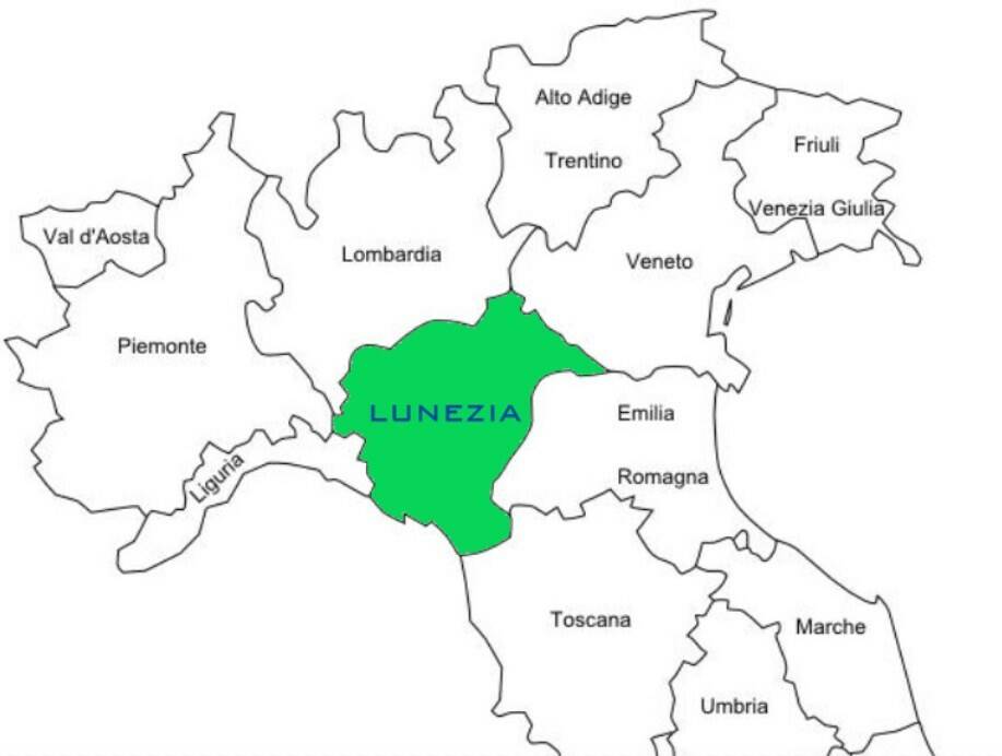 I confini dell'ipotetica regione Lunezia