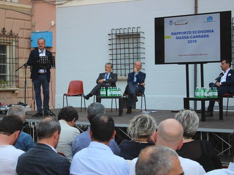 Il presidente della Camera di Commercio Dino Sodini alla presentazione del Rapporto Economia 2019