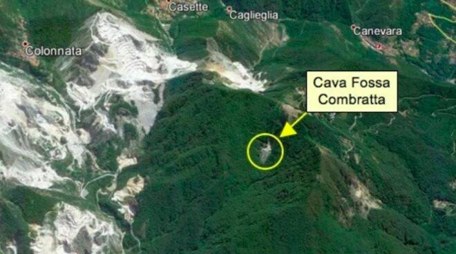 Indicata dalla freccia la cava di Fossa Combratta