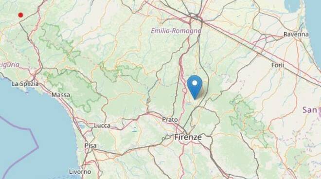 L'epicentro del terremoto nel Mugello 