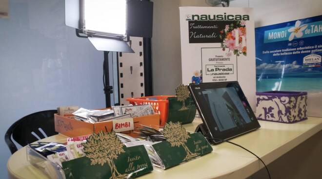 La postazione allestita alla farmacia "La Prada" di Nausicaa