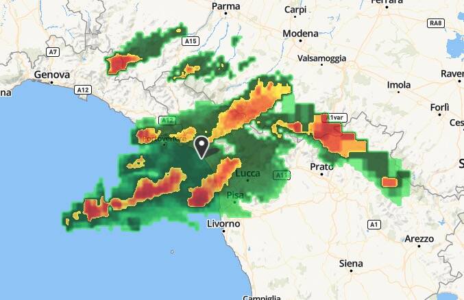 Le precipitazioni sul nord della Toscana del 24 settembre 2020