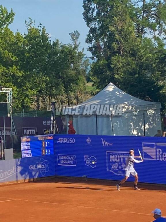 Lorenzo Musetti all'esilio Romagna Open contro Nishioka